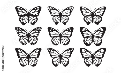 Black and White Butterfly Silhouette Collection