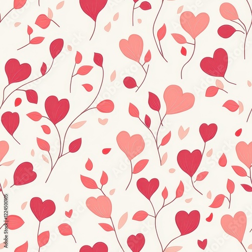 Heart and leaf pattern for Mother's day, birthday, and Valentine's day cards. Flat illustratiion photo