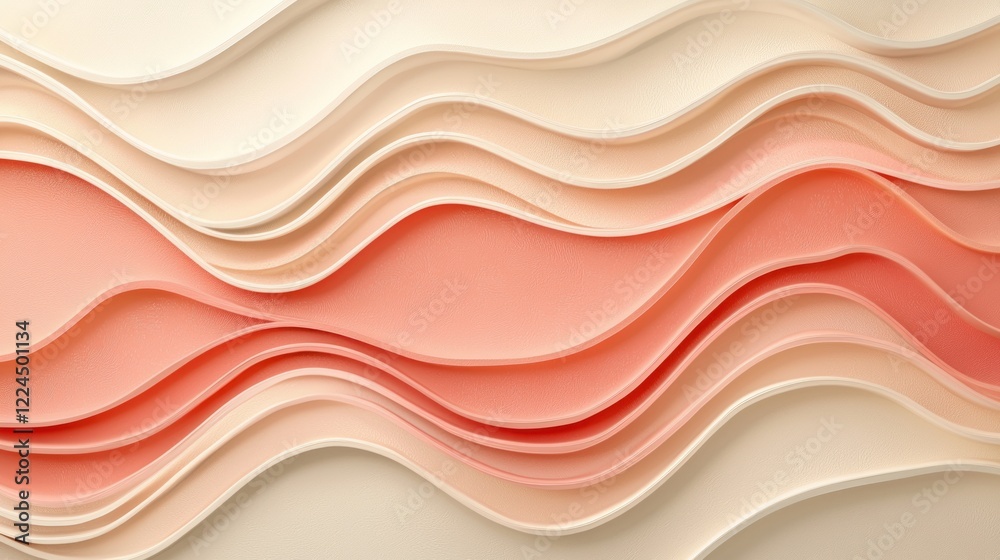 Obraz premium Abstract Coral and Cream Wave Pattern Background