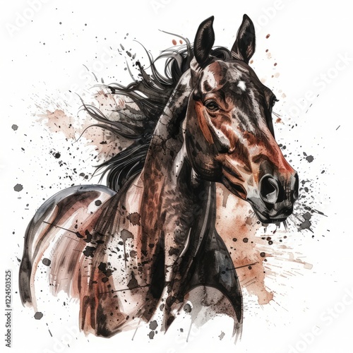 Horse Portrait in Watercolor Style photo