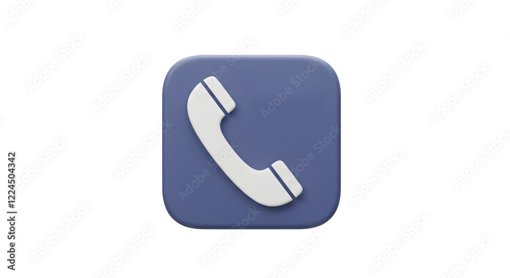 3D Phone Icon Design Blue Square Button isolated on white background. Generative AI 3D Phone Icon Design Blue Square Button isolated on white background. Generative AI