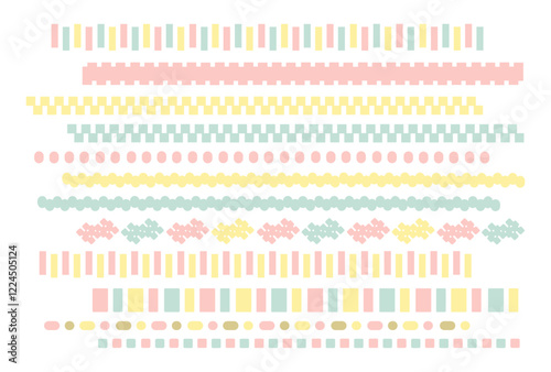 春カラー　ライン　イラスト素材セット