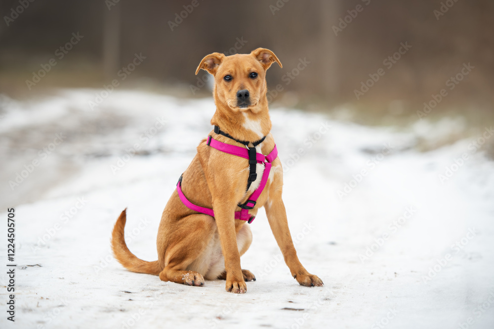 Brown mixed breed dog in the nature. Dog looking to the camera. Brown mixed breed dog in the nature. Dog looking to the camera.