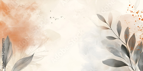 Abstract Floral Watercolor: A delicate watercolor illustration of muted gray foliage and delicate brown, organic shapes evokes a sense of tranquility and serenity.