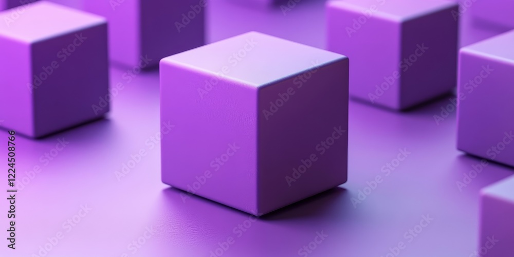 Obraz premium Abstract purple cubes, dynamic design, 3d render, Generative AI