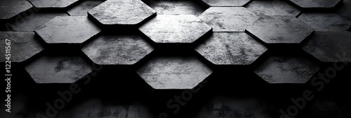 A series of interlocking hexagons in monochrome tones. photo