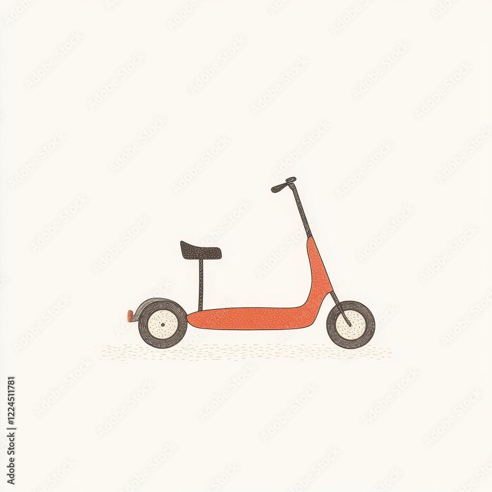 Cute and Colorful Scooter Illustration on a Simple Background Cute and Colorful Scooter Illustration on a Simple Background