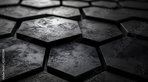 A series of interlocking hexagons in monochrome tones. photo