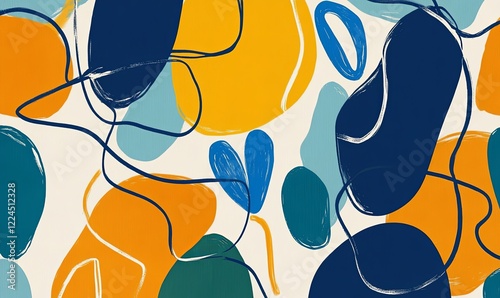 Abstract background with organic shapes, lines, and colors, ideal for modern design projects