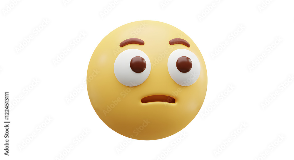 3D Rendered Worried Emoji Face Illustration isolated on white background. Generative AI 3D Rendered Worried Emoji Face Illustration isolated on white background. Generative AI