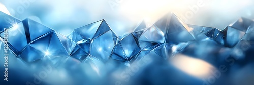 A series of overlapping polygons creating abstract depth in soft blues.