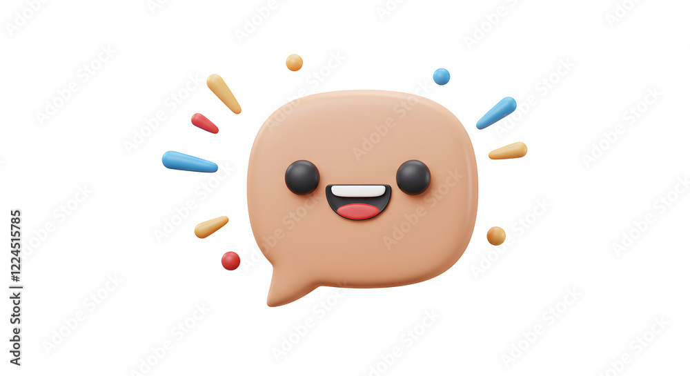 Fototapeta premium Happy 3D Chat Bubble Emoji Illustration isolated on white background. Generative AI