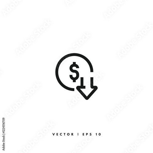 Cost Reduction Icon. Editable Stroke