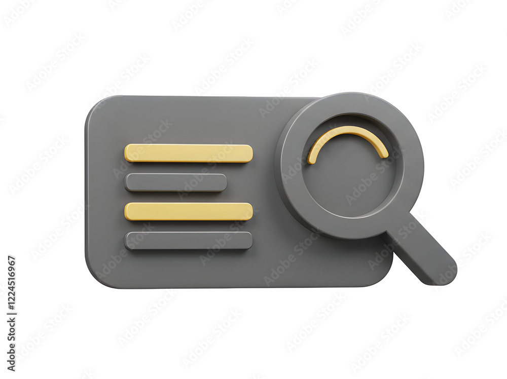 3D Render Search Icon Document Data Analysis isolated on white background. Generative AI 3D Render Search Icon Document Data Analysis isolated on white background. Generative AI