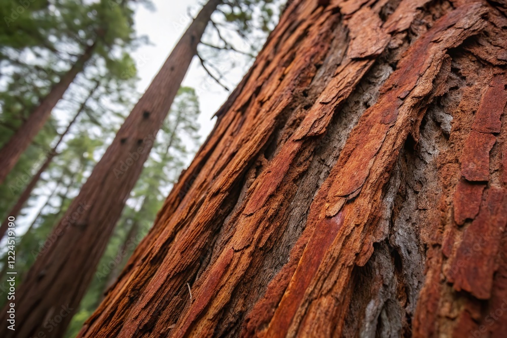 Close-up Texture of Redwood Tree Bark - Natural Brown and Red Tones, Detailed Photography Close-up Texture of Redwood Tree Bark - Natural Brown and Red Tones, Detailed Photography