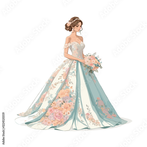 Bridal fashion and accessories vector illustration