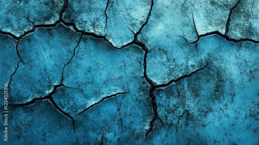 Fototapeta premium Cracked Blue Surface Texture for Background or Design Use