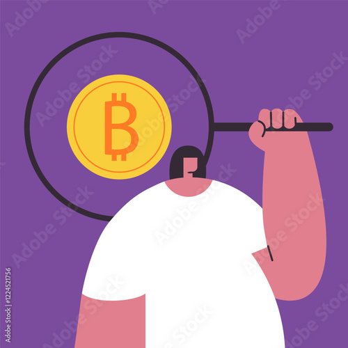 Cryptocurrency wallet and crypto coins searching. Devices for storing electronic cryptocurrency banknotes. Savings blockchain Technology. Flat vector illustration.
