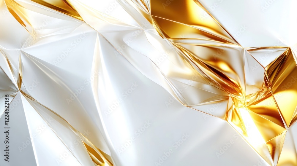 Abstract Gold and White Geometric Shapes: A Luxurious Digital Art Abstract Gold and White Geometric Shapes: A Luxurious Digital Art