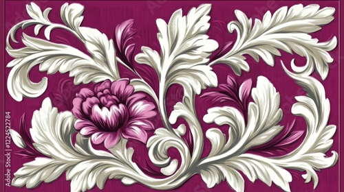 Baroque Floral Design in Elegant Purple and White
