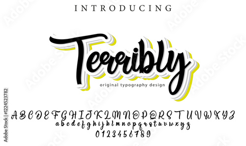 Terribly Font Stylish brush painted an uppercase vector letters, alphabet, typeface