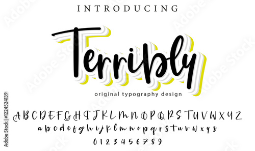 Terribly Font Stylish brush painted an uppercase vector letters, alphabet, typeface