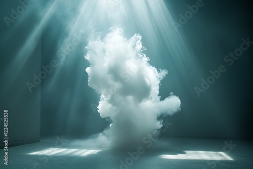 Abstract cloud formation in a dark room photo