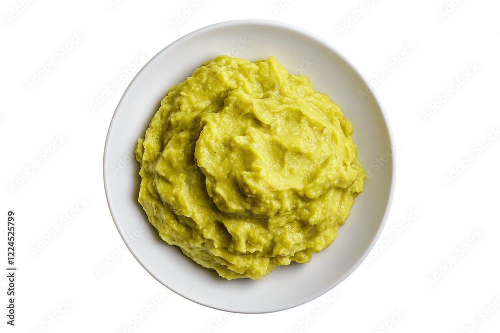 Traditional green mashed peas served in a white plate isolated on white or transparent, PNG Traditional green mashed peas served in a white plate isolated on white or transparent, PNG