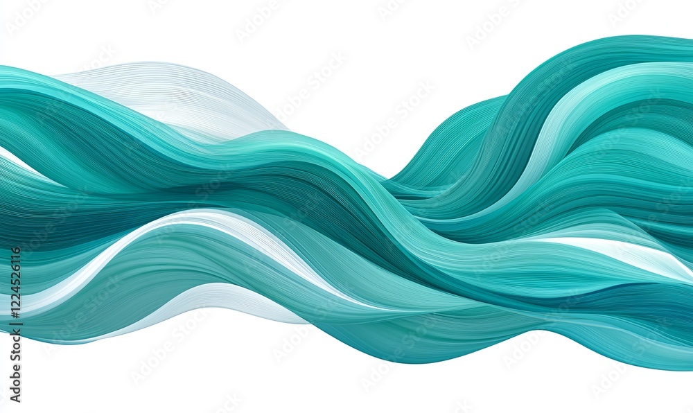 Naklejka premium Abstract teal wave flow on white background for modern design