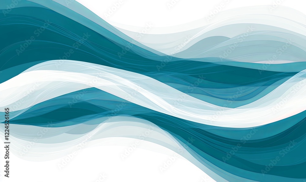 Fototapeta premium Abstract teal waves background for design