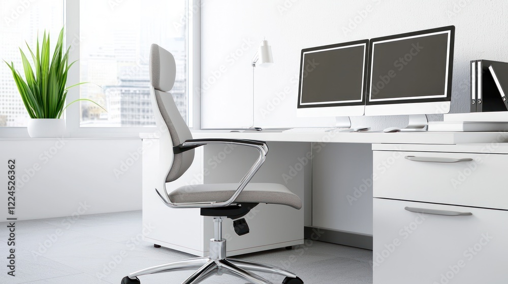 Modern White Office Workspace Modern White Office Workspace