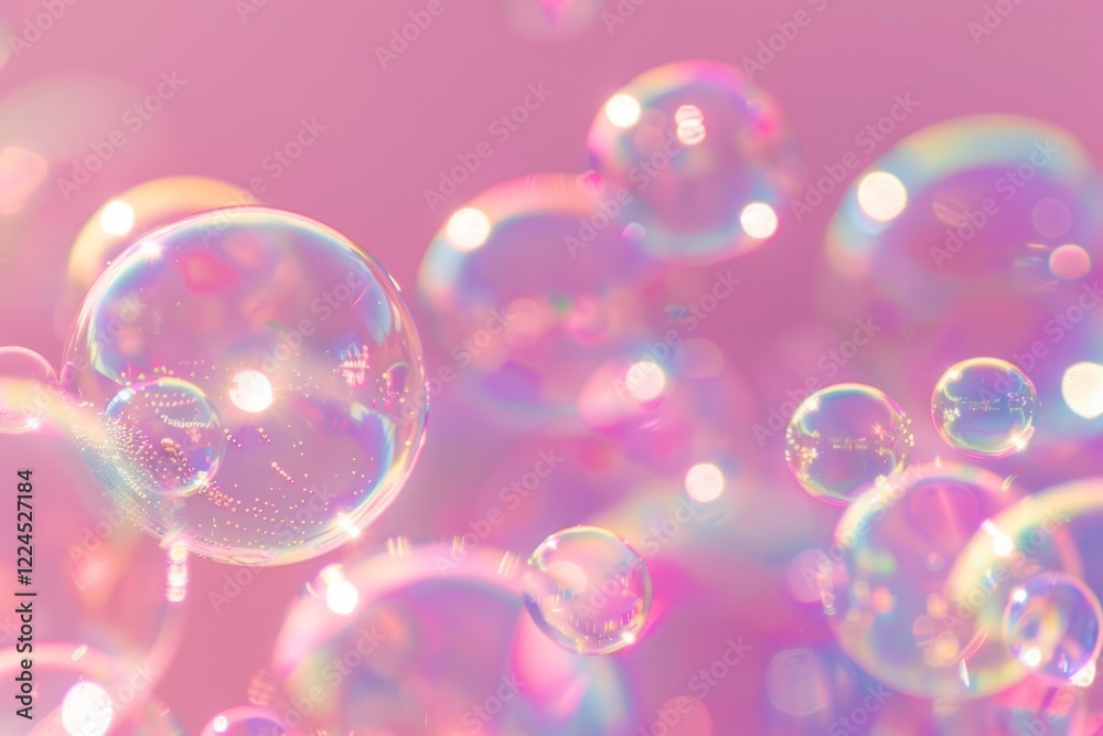 Pink soap bubbles floating in the air. Natural freshness summer holiday background. Neural network ai generated Pink soap bubbles floating in the air. Natural freshness summer holiday background. Neural network ai generated