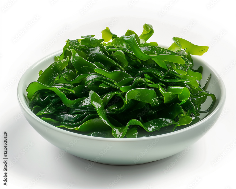 Ultra-realistic presentation of seaweed in a modern classic dish for culinary enthusiasts Ultra-realistic presentation of seaweed in a modern classic dish for culinary enthusiasts
