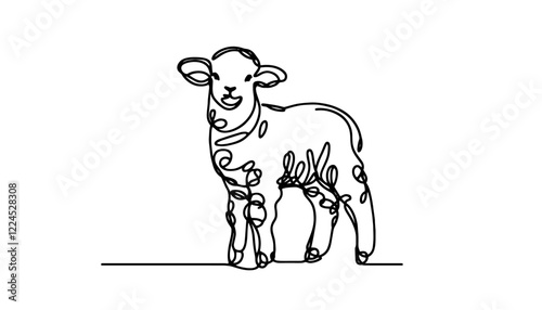 lamb of God symbol of christianity and easter one-line laser cutting and engraving black vector