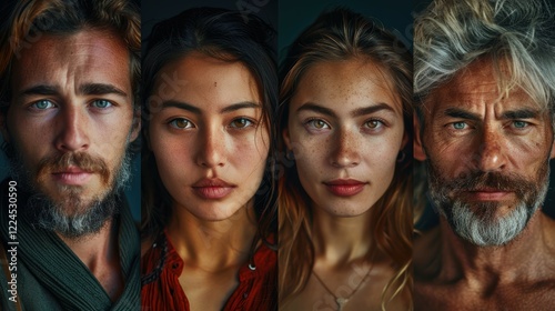 Engaging portraits of four individuals intimacy and connection in studio photography