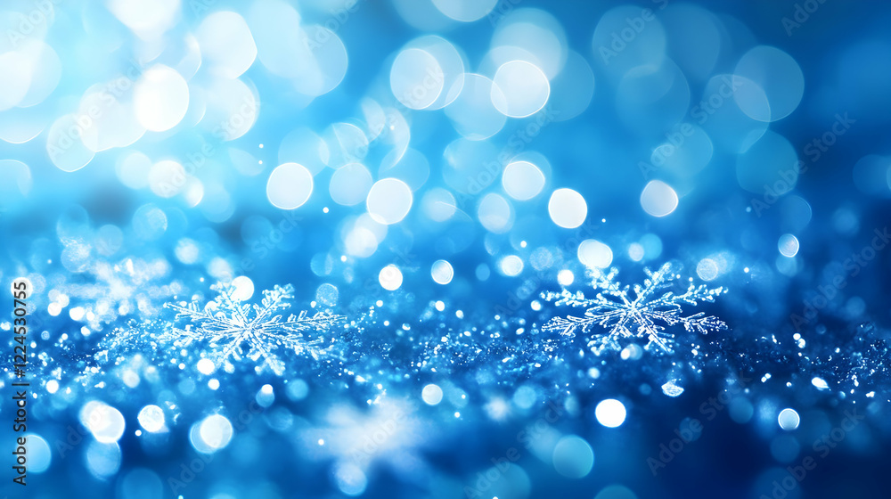 Sparkling Snowflakes Resting On A Frosty Surface With Bright Bokeh Lights In A Cool Winter Wonderland Atmosphere. Generative AI Sparkling Snowflakes Resting On A Frosty Surface With Bright Bokeh Lights In A Cool Winter Wonderland Atmosphere. Generative AI