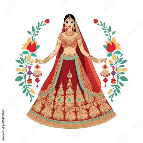 Bridal fashion and accessories vector illustration