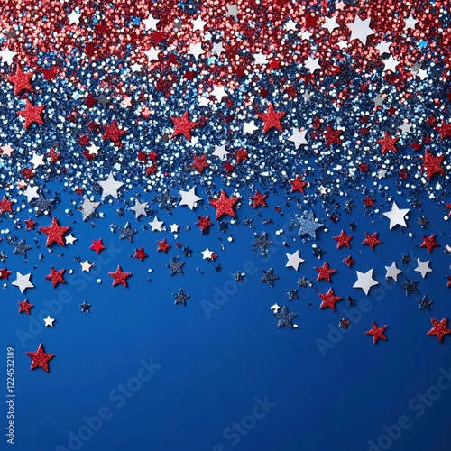 Wallpaper Mural Festive red white and blue glitter stars on a dark blue background creating a celebratory scene Torontodigital.ca