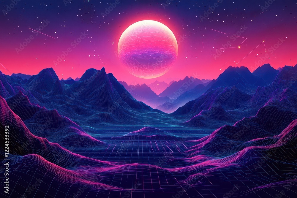 geometric abstract digital landscape, neon grid patterns, cyberpunk aesthetics, deep perspective, tech-noir atmosphere geometric abstract digital landscape, neon grid patterns, cyberpunk aesthetics, deep perspective, tech-noir atmosphere