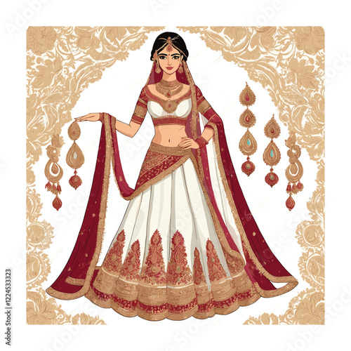 Bridal fashion and accessories vector illustration