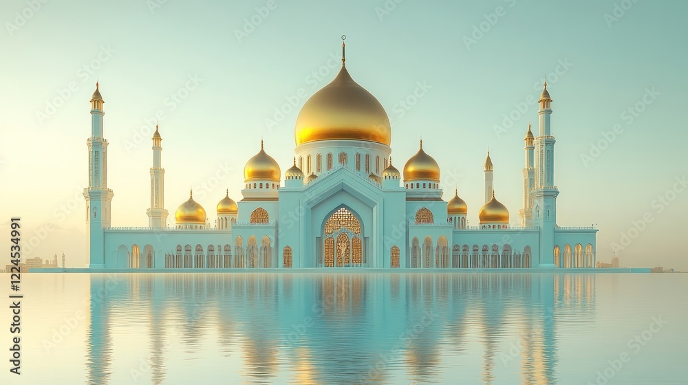 Fototapeta premium Grand mosque reflected in calm water.