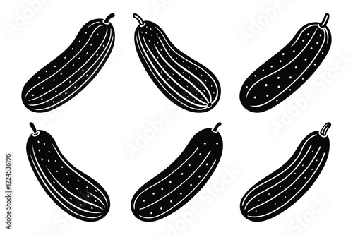 Cucumbers set icon vector on White Background ,Vector Art Illustration on white background.