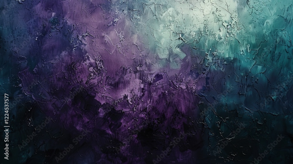 Fototapeta premium Abstract Grunge Texture Background, Dark Purple And Green Artistic Wall, Rough Uneven Surface