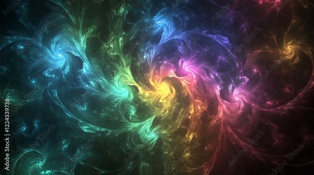 Fototapeta premium Abstract swirling nebula cosmic rainbow energy