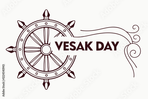 Vesak day celebration with dharma wheel design for spirituality and tradition