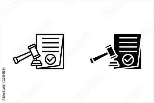 judge hammer minimal gavel concept of law icon on paper clipboard. Professional lawyer , punishment, judgement, law advisor, advocate,