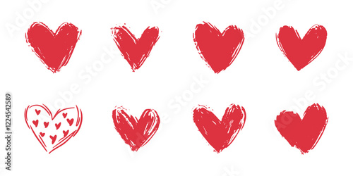 Heart, love, romance or valentine's day red heart. Heart vector icons. Artistic red heart love symbols isolated editable vector.