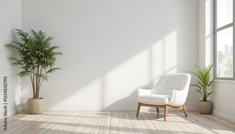 modern living room, Mock up wall with beige white sofa, two tables and a chair in modern interior background, living room with large window an radiato modern living room, Mock up wall with beige white sofa, two tables and a chair in modern interior background, living room with large window an radiato