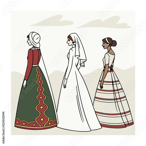 Bridal fashion and accessories vector illustration