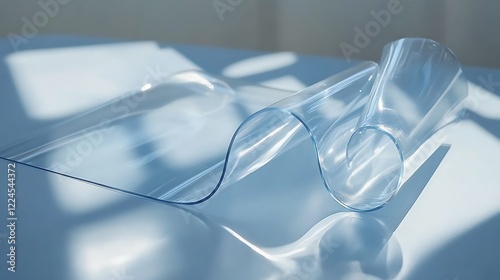 Transparent Plastic Sheet Rolled In A Wave Pattern